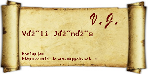 Váli Jónás névjegykártya